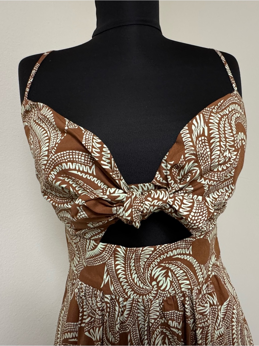 NWT A.L.C. Laura Cotton Poplin Maxi Dress Size 2 Cognac Brown & Green Ash Print - Picture 8 of 14
